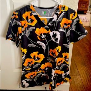 GT scrub shirt poppy flower